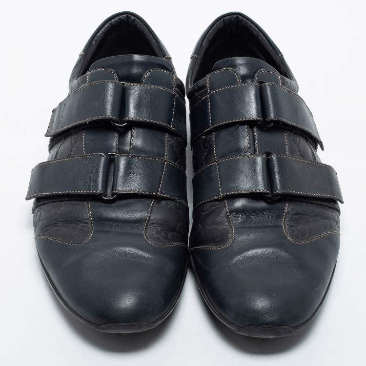 Pre Owned Gucci Black Guccissima Leather Lace Up Sneakers Size 44