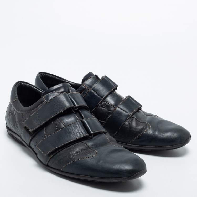 Pre Owned Gucci Black Guccissima Leather Lace Up Sneakers Size 44