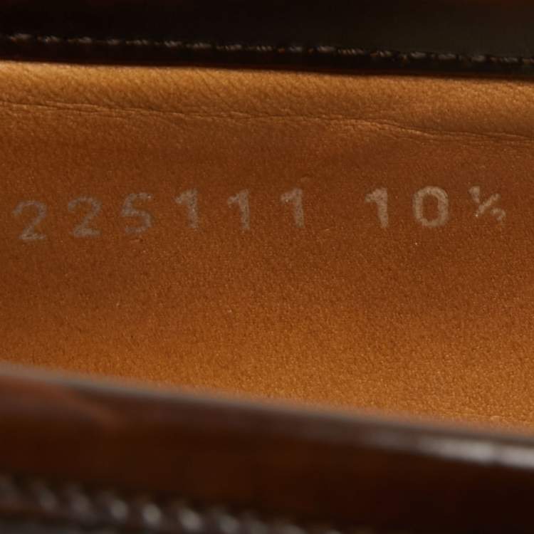 مملوكة مسبقًا Gucci Brown Brogue Wingtip Leather Horsebit Loafers Size 44.5
