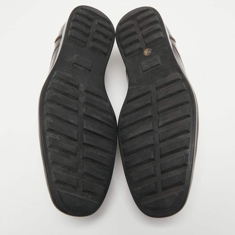 مملوكة مسبقًا Gucci Brown Brogue Wingtip Leather Horsebit Loafers Size 44.5