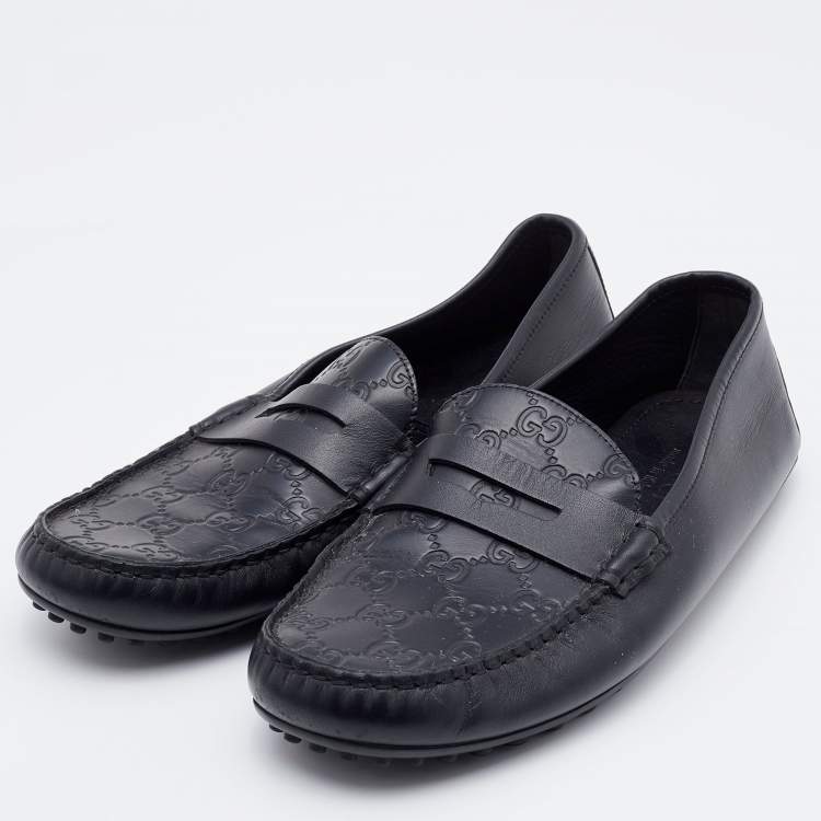 Gucci Black Guccissima Leather Slip On Sneakers Size 42 Gucci