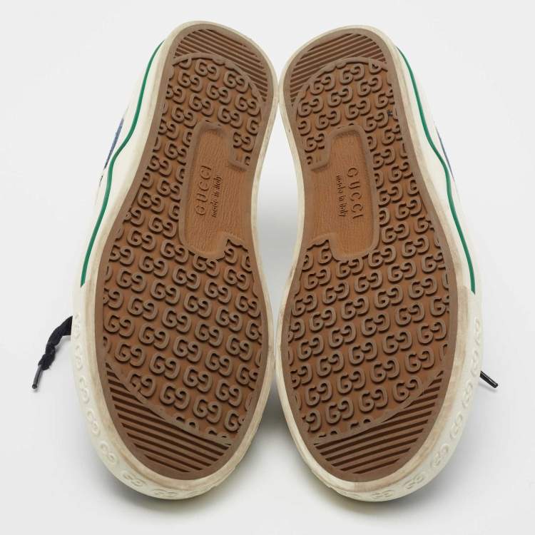 Pre Owned Gucci Navy Blue/White CC Canvas Tennis 1977 Sneakers Size 39