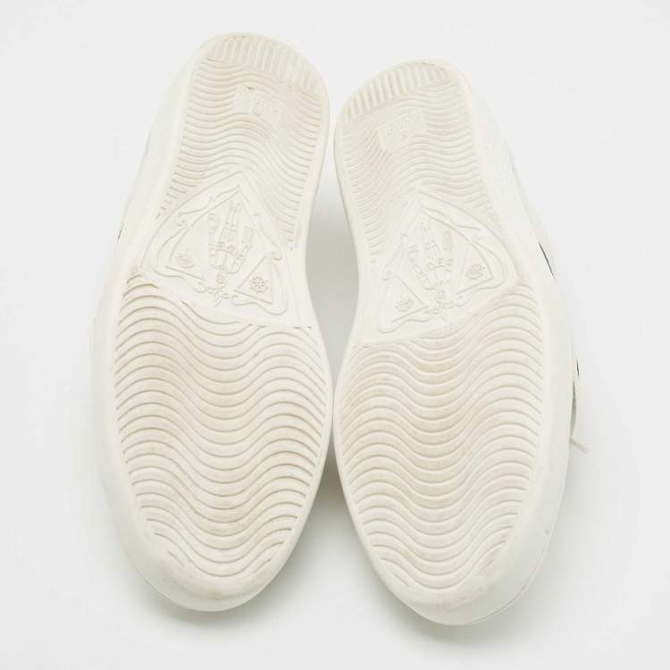 Pre Owned Gucci White Leather New Ace Tiger Strap Sneakers Size 43