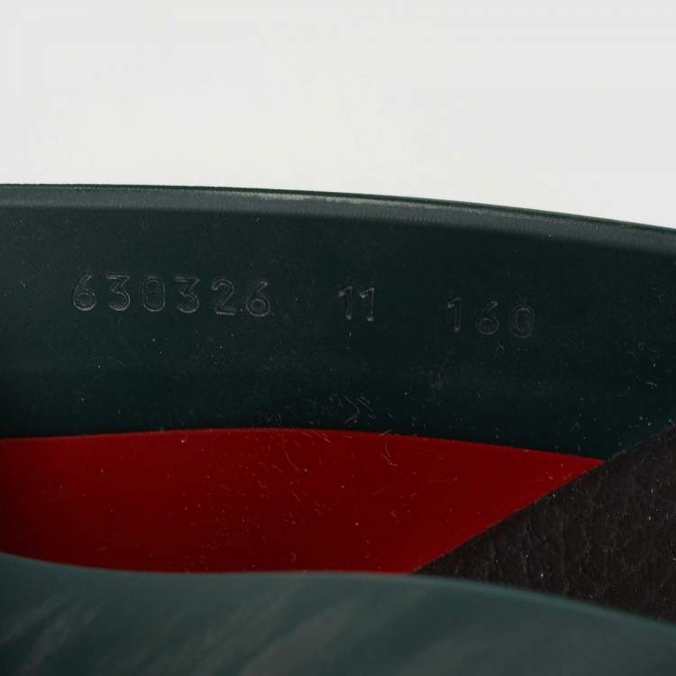 Pre Owned Gucci Red/Green Web Rubber Slides Size 45