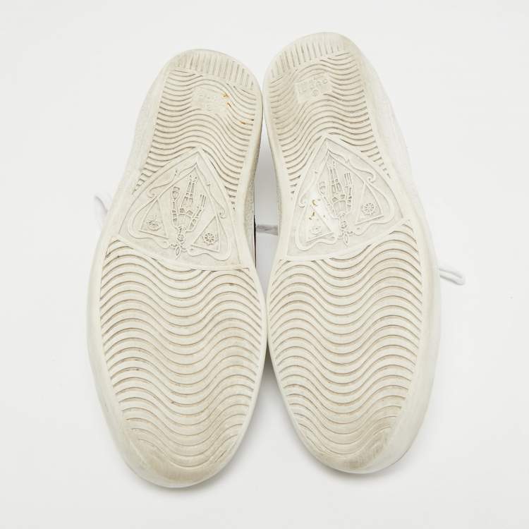 Pre Owned Gucci White Leather Ace Low Top Sneakers Size 41.5