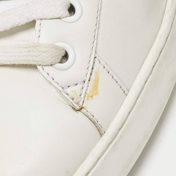 Pre Owned Gucci White Leather Ace Low Top Sneakers Size 41.5