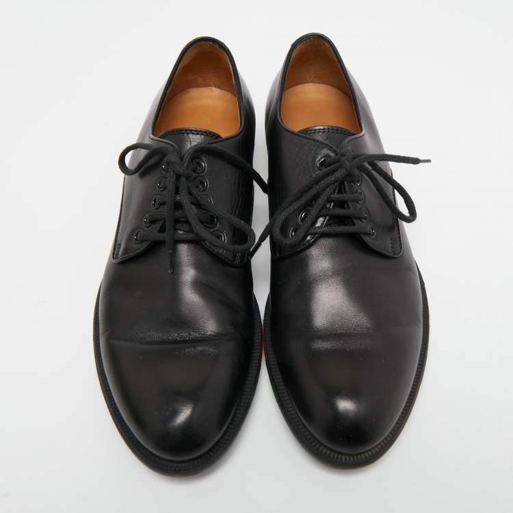 Pre Owned Gucci Black Leather Lace Up Oxfords Size  41.5
