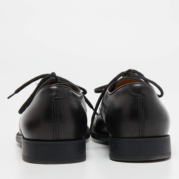 Pre Owned Gucci Black Leather Lace Up Oxfords Size  41.5