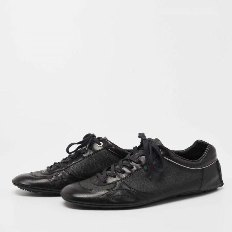 مملوكة مسبقًا Gucci Black GG Canvas and Leather Low Top Sneakers Size 41