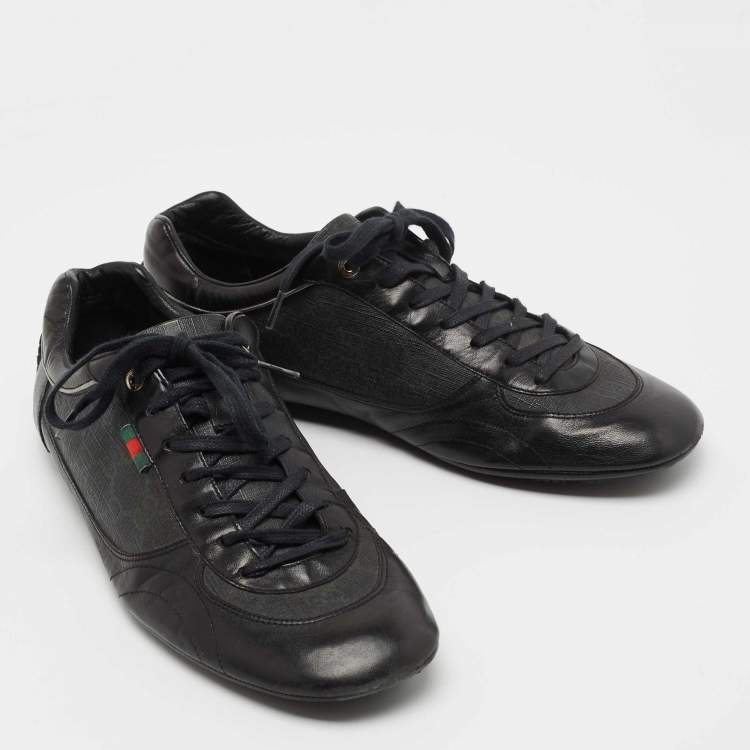 مملوكة مسبقًا Gucci Black GG Canvas and Leather Low Top Sneakers Size 41