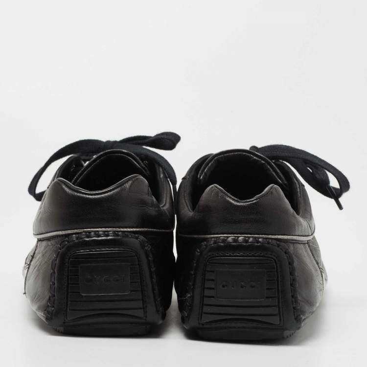 مملوكة مسبقًا Gucci Black GG Canvas and Leather Low Top Sneakers Size 41