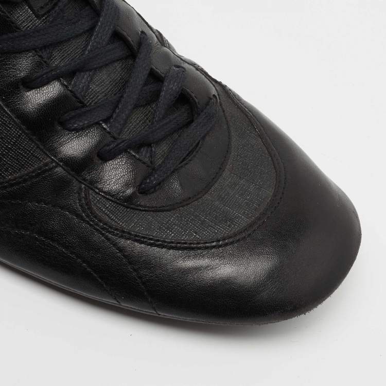 مملوكة مسبقًا Gucci Black GG Canvas and Leather Low Top Sneakers Size 41