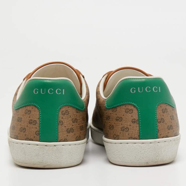 Pre Owned Gucci x Disney Brown/Green Canvas and Leather Ace Low Top Sneakers Size 40.5