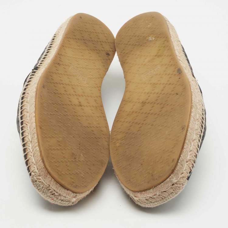 Pre Owned Gucci Black Microguccissima Leather Espadrille Flats Size 42.5