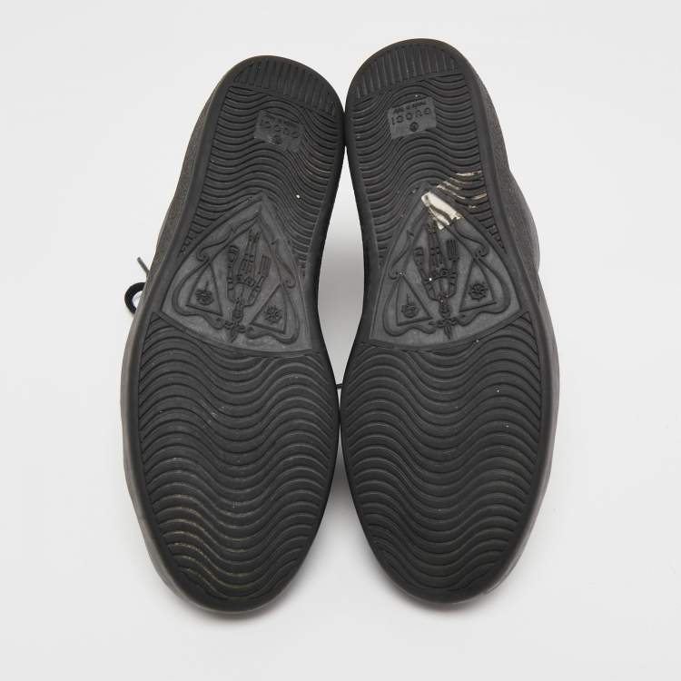 Pre Owned Gucci Black/Grey GG Supreme Canvas and Leather Brooklyn High Top Sneakers Size 40.5 
