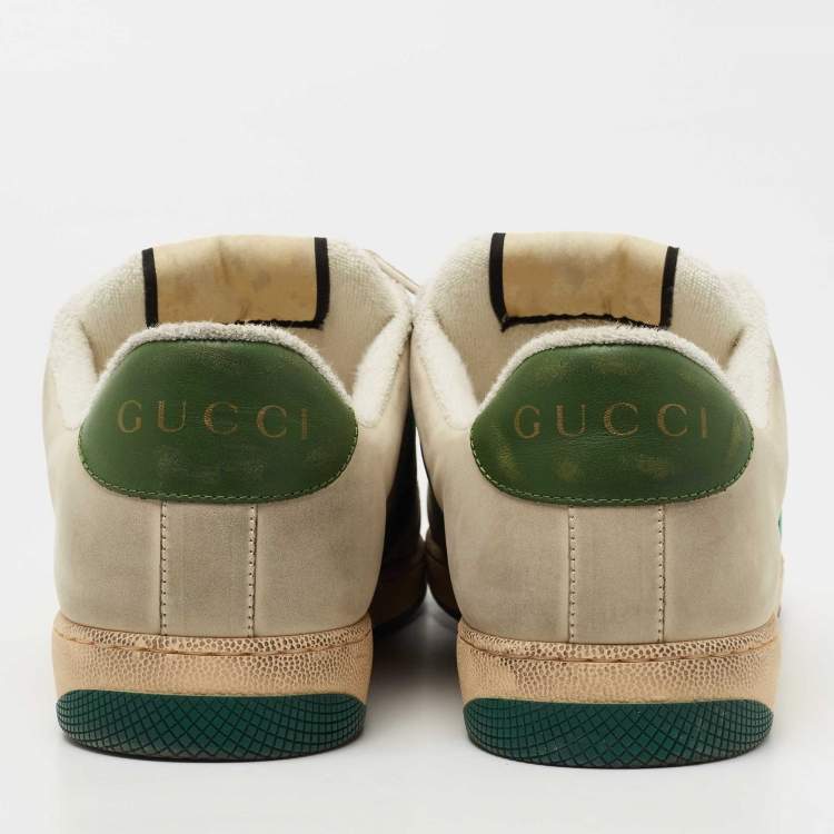 Pre Owned Gucci Tricolor Nubuck Leather and GG Canvas Screener Sneakers Size 43