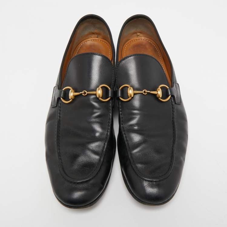 Pre Owned Gucci Black Leather Jordaan Loafers Size 43