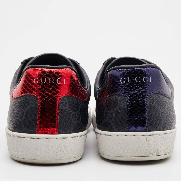Pre Owned Gucci Black GG Supreme Canvas Web Ace Low Top Sneakers Size 41.5
