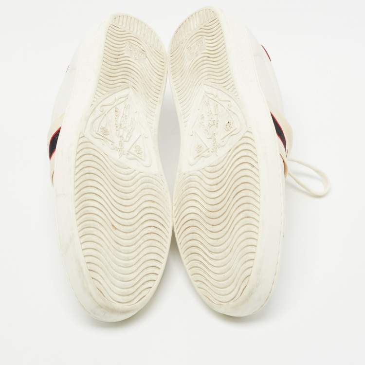 Pre Owned Gucci White Leather Logo Band Ace Sneakers Size 42