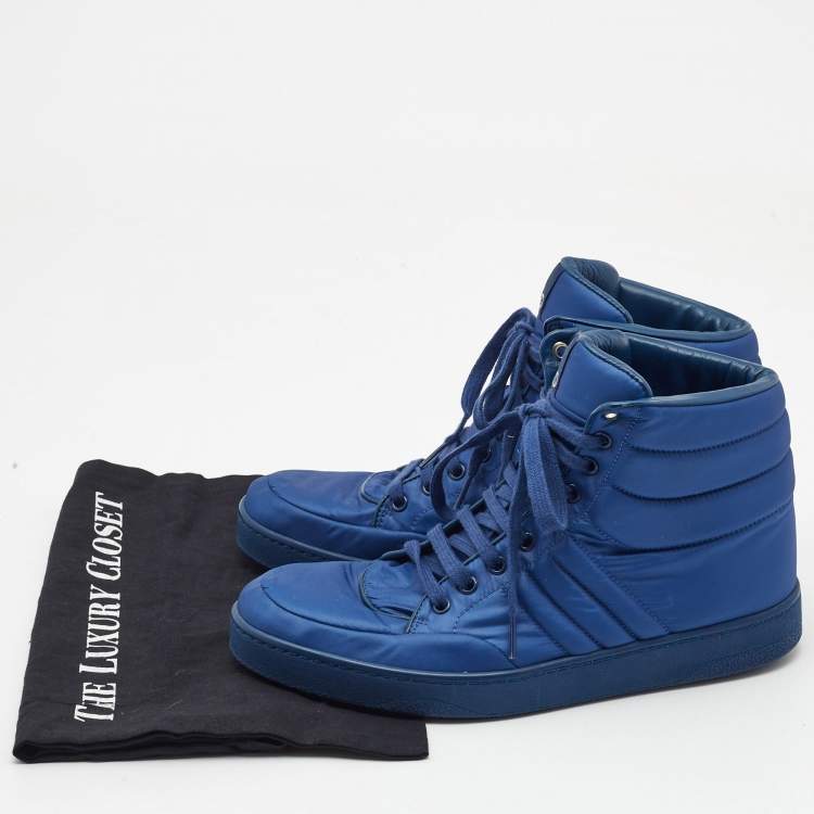 Pre Owned Gucci Blue Nylon Coda High Top Sneakers Size 41.5