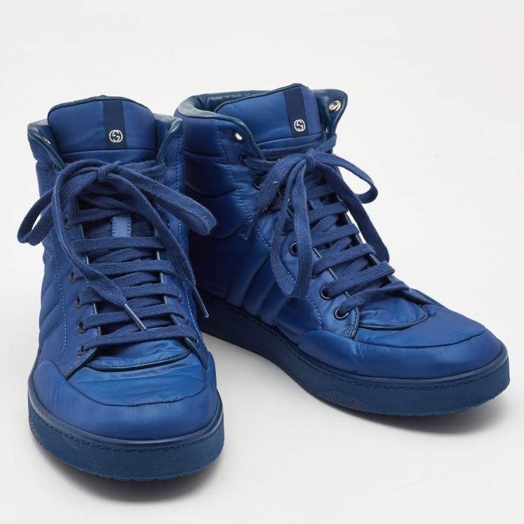 Pre Owned Gucci Blue Nylon Coda High Top Sneakers Size 41.5