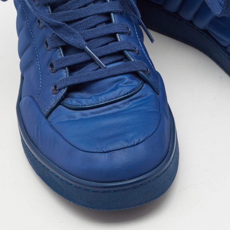 Pre Owned Gucci Blue Nylon Coda High Top Sneakers Size 41.5