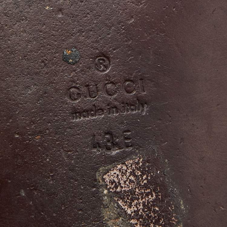 Pre Owned Gucci Brown Leather Thong Flats Size 43