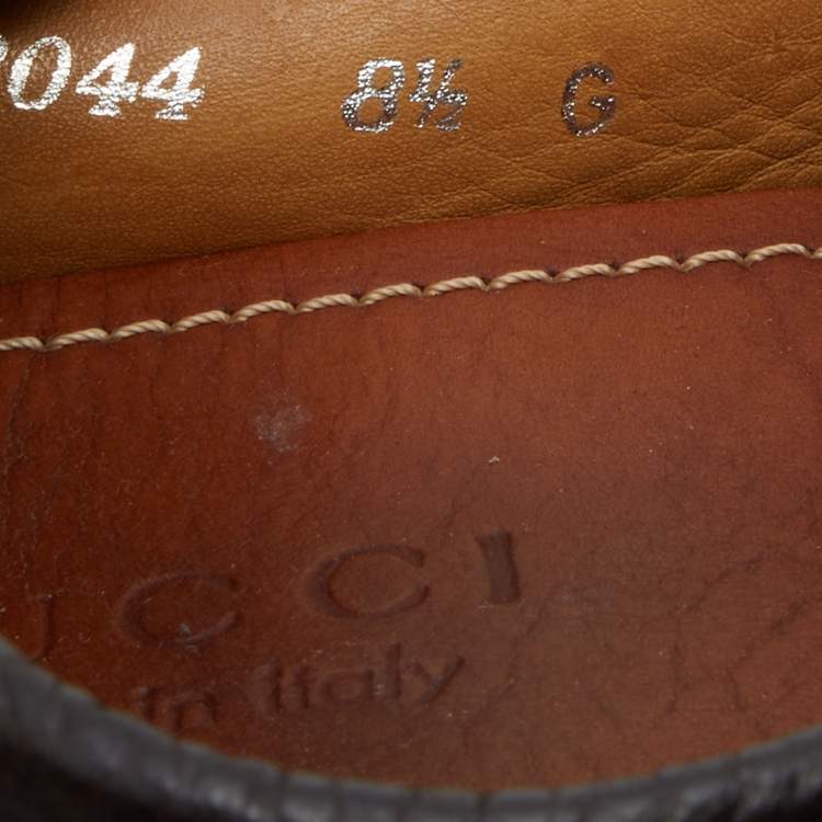 Pre Owned Gucci Dark Brown Leather Slip On Loafers Size 42.5
