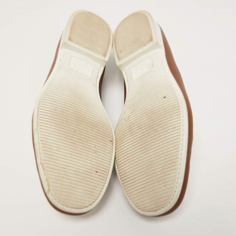 Pre Owned Gucci Tricolor Leather Horsebit Slip On Loafers Size 42