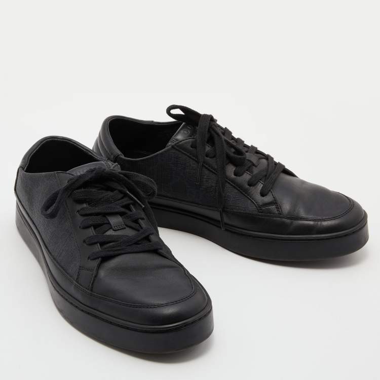 مملوكة مسبقًا Gucci Black GG Supreme Canvas and Leather Low Top Sneakers Size 42