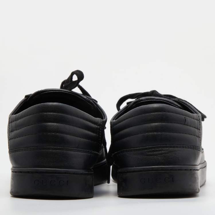 مملوكة مسبقًا Gucci Black GG Supreme Canvas and Leather Low Top Sneakers Size 42