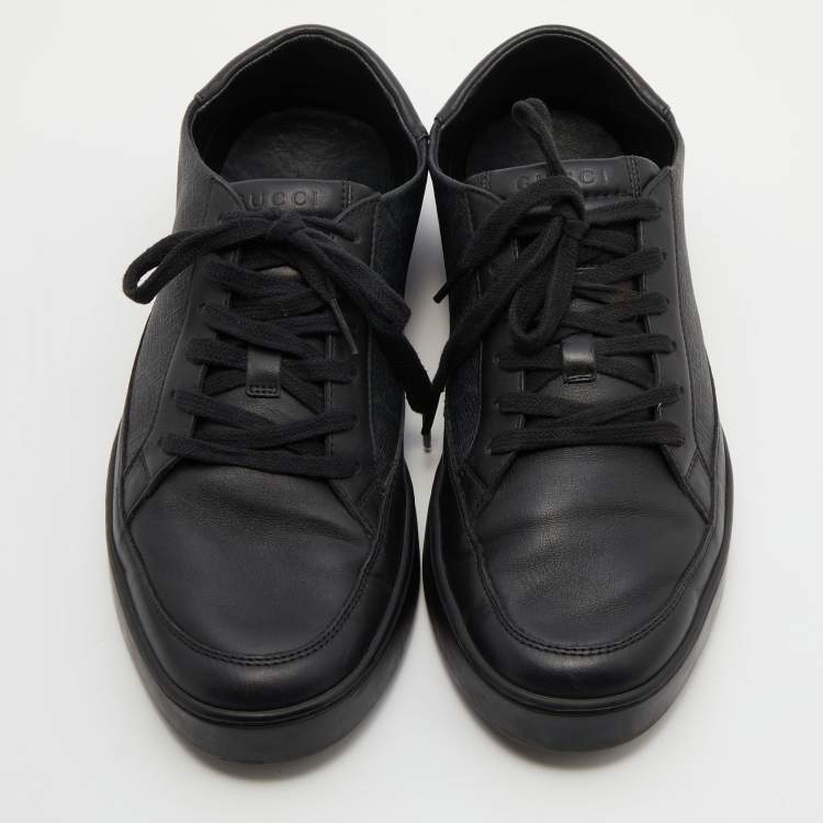 مملوكة مسبقًا Gucci Black GG Supreme Canvas and Leather Low Top Sneakers Size 42