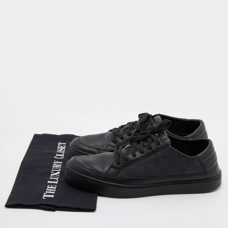 مملوكة مسبقًا Gucci Black GG Supreme Canvas and Leather Low Top Sneakers Size 42