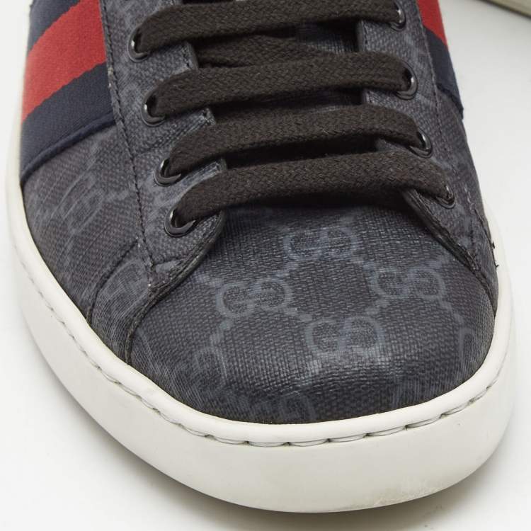 مملوكة مسبقًا Gucci Dark Grey GG Supreme Canvas Ace Sneakers Size 41.5