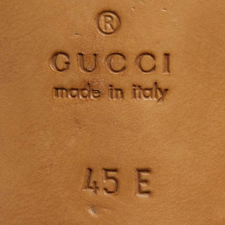 Pre Owned Gucci Tan Leather Interlocking G Slip On Loafers Size 45