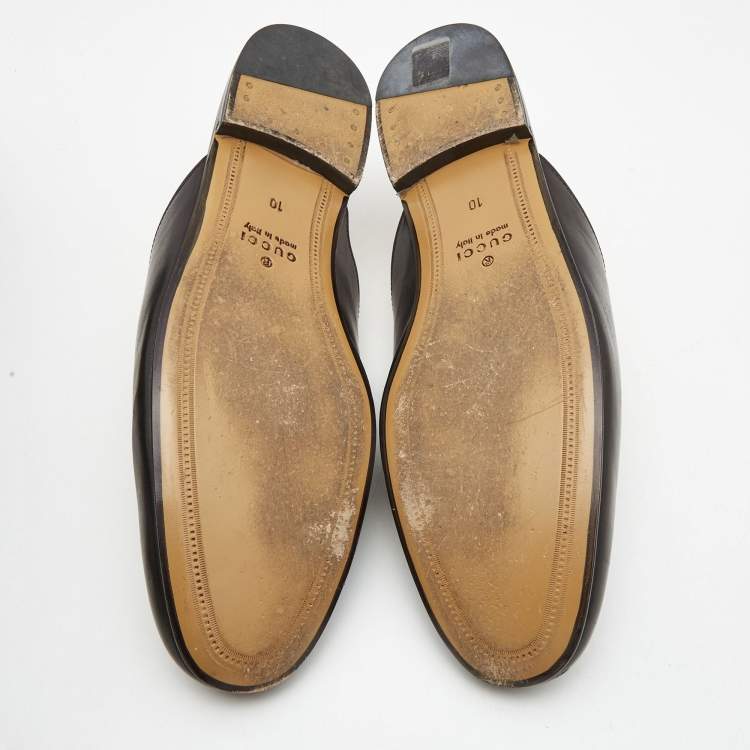 Pre Owned Gucci Black Leather Princetown Mules Size 44