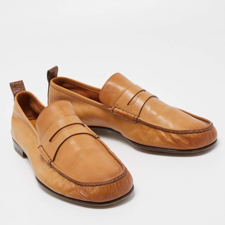 مملوكة مسبقًا Gucci Brown Leather Slip On Loafers Size 44