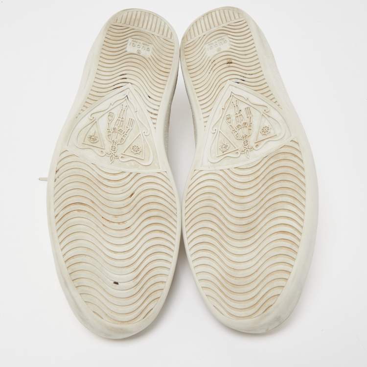 Pre Owned Gucci Cream GG Embossed Perforated Leather Ace Sneakers Size 46