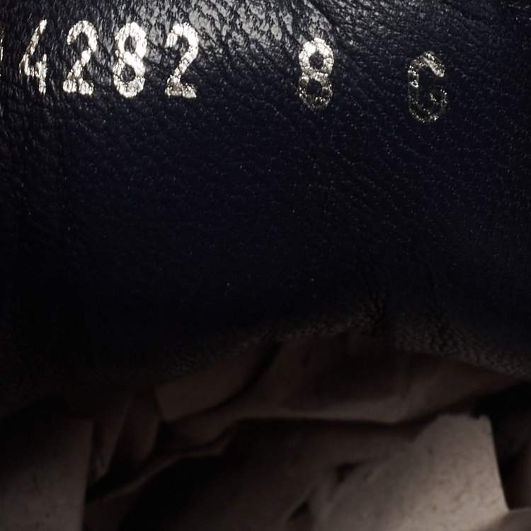 Pre Owned Gucci Navy Blue/Beige Suede and GG Canvas Low Top Sneakers Size 42