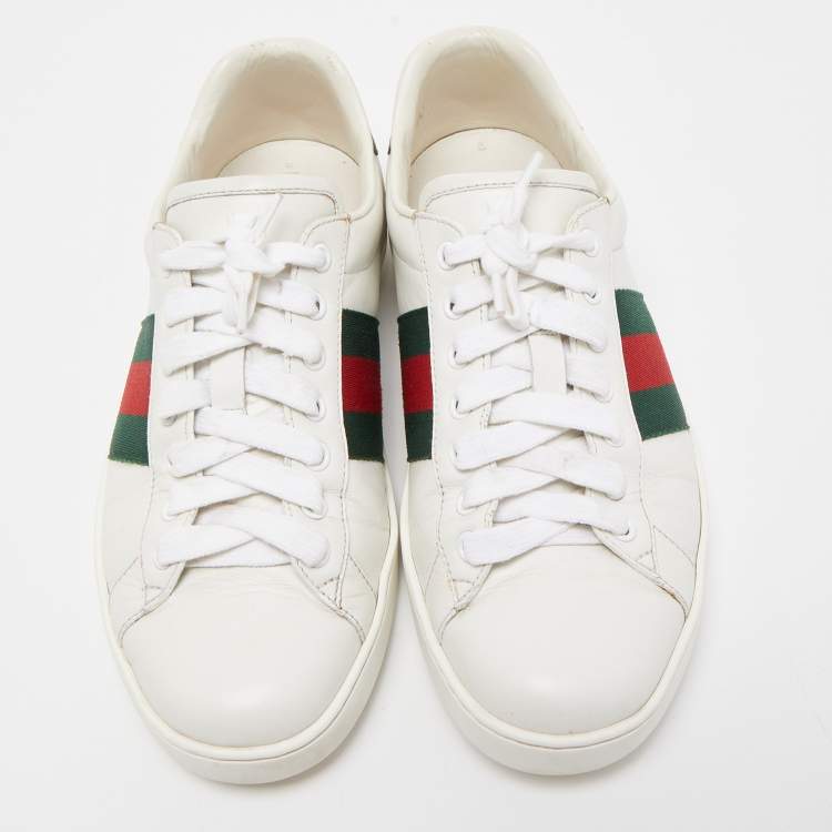 مملوكة مسبقًا Gucci White Leather Ace Sneakers Size 40