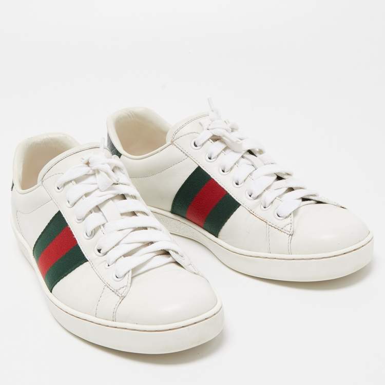 مملوكة مسبقًا Gucci White Leather Ace Sneakers Size 40