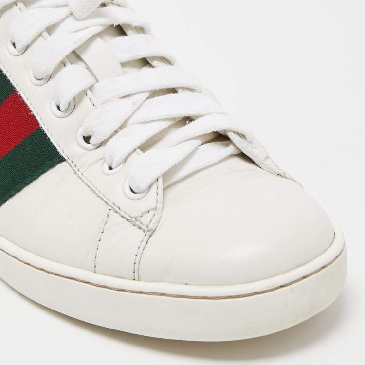 مملوكة مسبقًا Gucci White Leather Ace Sneakers Size 40