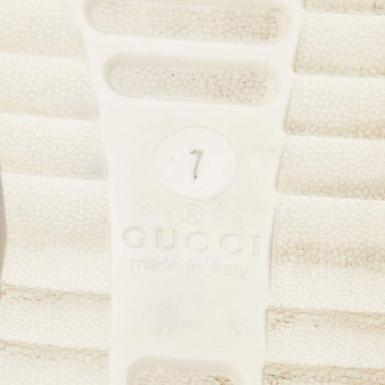 مملوكة مسبقًا Gucci White Micro Guccissima Leather Web Detail Sneakers Size 41 