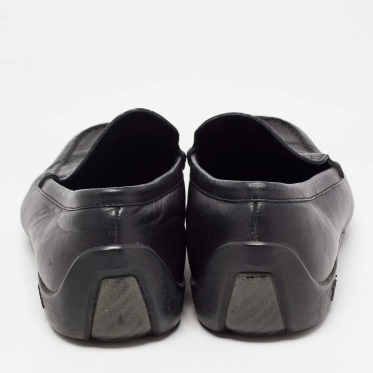 مملوكة مسبقًا Gucci Black Guccissima Leather Slip On Loafers Size 42