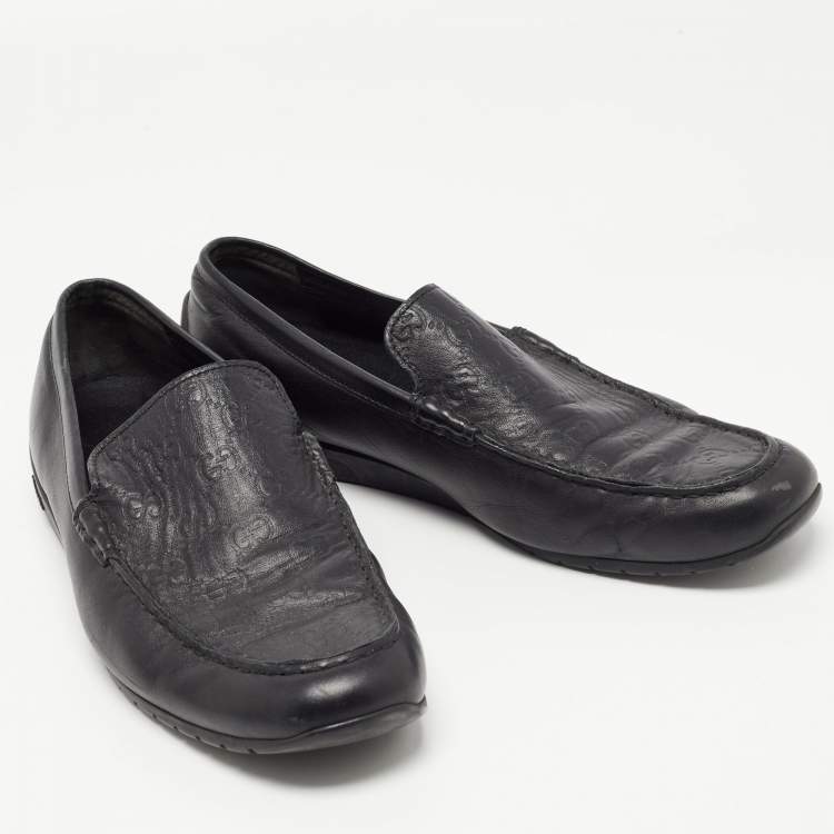 مملوكة مسبقًا Gucci Black Guccissima Leather Slip On Loafers Size 42