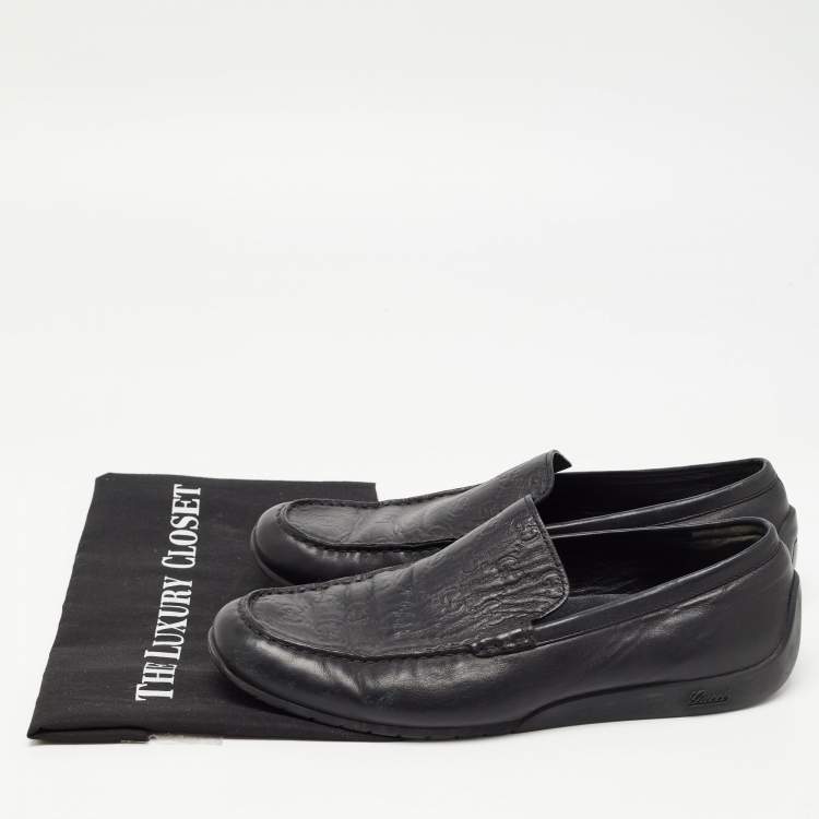 مملوكة مسبقًا Gucci Black Guccissima Leather Slip On Loafers Size 42