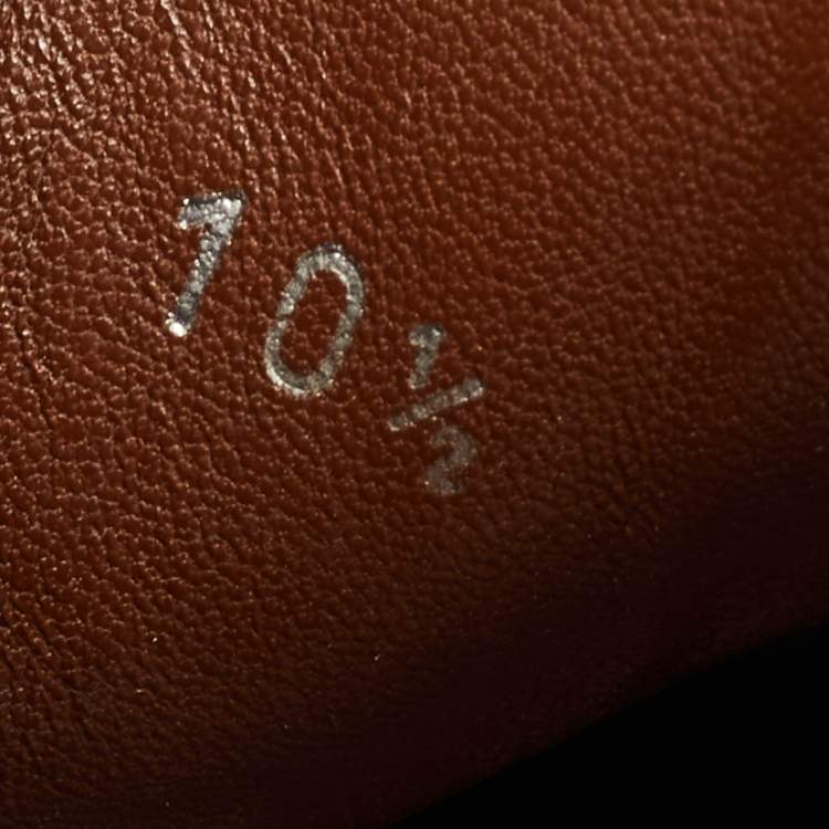 Pre Owned Gucci Brown Leather and Canvas Slip On Loafers Size 44.5