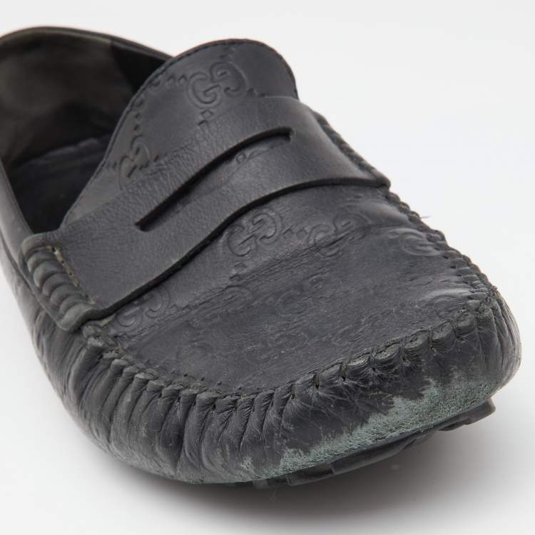 Pre Owned Gucci Guccissima Leather Penny Slip On Loafers Size 40.5