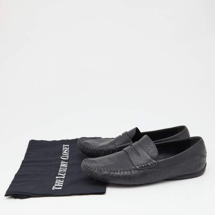 Pre Owned Gucci Guccissima Leather Penny Slip On Loafers Size 40.5