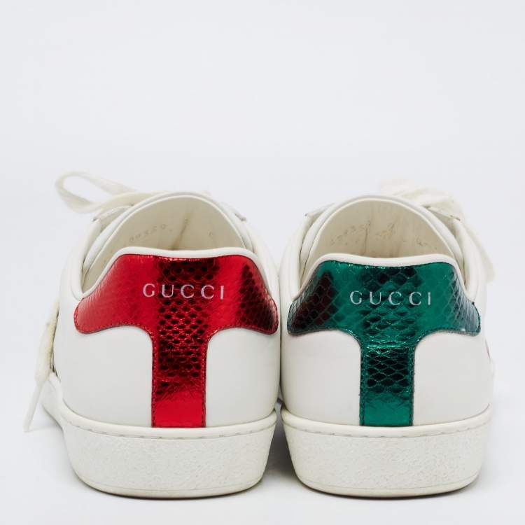 Pre Owned Gucci White Leather Ace Low Top Sneakers Size 43